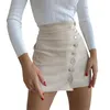 Юбки женские бодиконсоковые замшевые юбки с твердым цветом высокий наклон наклона кнопки лепестки