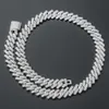 유럽 ​​및 미국 목걸이 14mm 925 Sterling Silver Moissanite Cuban Link Chain211f