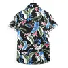 Men's Casual Shirts ST09 Coconut Tree Leaves Pattern Print Beach Short Sleeve Shirt Men Summer 2023 Quality Cotton Linen Oversized Chemise