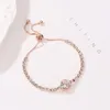 Link Bracelets Product Fashion Rose Gold Color Love Heart Zircon Bracelet Small Fresh And Simple Adjustable Ladies