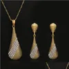 Oorbellen ketting mode dubai sieraden sets voor vrouwen kristal water drop hanger verklaring bruids bruidsfeest cadeau levering dhu6i