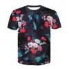 Men's T-skjortor Rose Flower 3D Tryckt T-shirt Fashion Summer Män/kvinnor Kortärmade toppar Casual rolig skjorta Cartoon Camisetas