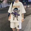 Men's Tracksuits Korean Fashion Streetwear Hip Hop Rock Casual Short Suit Funny Bear Tshirts Shorts 2 Piece Set Summer Tracksuit clothes For Men 230105