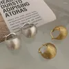 Hoop Earrings Metal Brushed Ear Buckles Female Premium Temperament Simple Versatile Dummy Gold Ball Basket