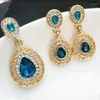 Necklace Earrings Set Green Red Blue Water Drop Pendant Bridal For Women Earring And