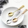 Spoons Soup Spoon Stainless Steel Goldplated Coffee Tea Dessert Meal Fruit Stir Kitchen Dinnerware Tableware Customized Vt1564 Drop Dhwar