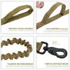 Dog Collars Tactical Bungee Leash2ハンドルクイックリリース猫ペットの弾性リードロープ軍事トレーニングリースアクセサリー