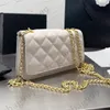 Бренд CC Cross Body Кошельки из 22-каратной овечьей кожи Стеганые сумки с золотыми бусинами Металлическая цепочка Кошелек для монет через плечо Классический ромбовидный мульти-кошельк для карт Дизайнер Wome