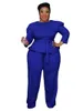 Spårar 2023 Autumn Plus Size Women Set Long Sleeve Ruffle Tops and Pants Mode Two Piece Sexy Female Tracksuit Outfit grossist