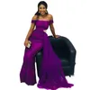 2023 Sexy Evening Dresses Wear Purple Off Shoulder Lace Appliques Crystal Beads Mermaid Sweep Train Plus Size Party Formal Prom Gowns