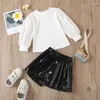 Clothing Sets 1 2 3 4 5 6 Years Girls Spring Autumn Long Sleeve Top And Leather Skirt Princess Suits Birthday Party Kids Clothes