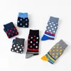Men's Socks V-Hanver Fashion Original 6 Colors Cotton Colorful Dress Happy Novelty Spot Stitch Stripe For Christmas Gift