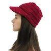 Berrette donne multicolore cuciture per esterni H cappelli all'uncinetto in maglia cappello da gentiluomo a punta