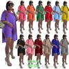 Projektanci Kobiety w dużych rozmiarach Dwuczęściowy zestaw Set Summer Short Sange Solid Kolor Lose Casual Top Stretle