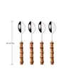 Conjuntos de utensílios de jantar 4/20pcs ouro Nature Bamboo talheres de aço inoxidável