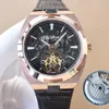 Mens watch Tourbillon Skeleton dial Luminous Automatic movement Winding Blue Leather strap gentleman Wristwatch 42mm