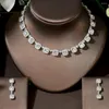 Серьги ожерелья устанавливают моду Нигерии 2pcs Square Bridal Zirconia for Women Party Luxury Dubai CZ Crystal Wedding N-1456