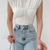 Women's T Shirt Articat Summer See Through Female T Sexy Sleeveless Elegant Crop Tops Round Neck Slim Fit Ladies Tee Women Top 230105