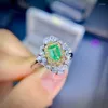 Cluster Rings KJJEAXCMY Fine Jewelry S925 Sterling Silver Inlaid Natural Emerald Girl Ring Support Test Chinese Style