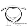 Link Bracelets 2023 Jewelry Love Heart Couple Bracelet For Unisex Women Men Hand Crafted Adjustable White Black Beads Butterfly