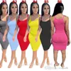 Sexy Sans Manches Gilet Femmes Robes Midi Casual Sling Robe De Mariée Mode Couleur Unie Col En V Slim Moulante Jupe Été Designers Vêtements