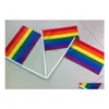 Баннерные флаги Rainbow Gay Pride Flag Flag 21x14cm Creative Hand Mini Portable Mawing Handhold с использованием домашнего фестиваля Decor Vt1707 DHWNJ