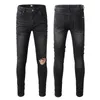 2023 Low Rise Jeans Mens Skinny Jeans gescheurd Slim Fit Stretch Denim Distress Frayed Jean geborduurde patronen potlood broek mode nieuwe brief bedrukte broek