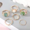 Alyans Vienkim Moda Kadınlar Altın Renk Vintage Parmak Rhinestone Mektup Seti Parti Bague Femme 2023 Hediye