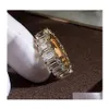 Pierścionki ślubne Przylot luksusowy biżuteria 925 Sterling Sier Gold wypełnienie księżniczka Cut White Topaz CZ Diamond Women Band zaręczyny Drop Deli Dh5ic