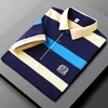 Heren Polos Summer Men Classic gestreepte heren katoen Kortjes met korte mouwen geborduurd zakelijk Casual Shirt Male druppel 230105