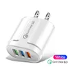 Reseväggladdare 3 portar USB Quick Charge Macaron Color 5V2A US EU Plug Home Dock Chargers Power Adapter Charging för Huawei Samsung Galaxy Note LG Tablet