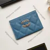 Luxury Mini 19 Caviar Designer Wallets Card Holder Shiny Pearly Grained Calfskin Quilted Classic Card Pack Gold Meat Hardware Port2539