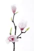 Fleurs décoratives fleur artificielle impression 3D 3 tête petit Magnolia soie tissu fausse décoration de la maison décor de mariage