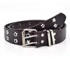 Belts Star Eye Rivet Belt Goth Style Double Pin Buckle Man/woman Fashion Casual Funk Pu Leather Waistband Jeans Y2k Accessories