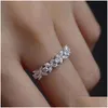 Bröllopsringar Simple Fashion Jewelry Handmade 925 Sterling Sier Marquise Cut White Topaz Cz Diamond Gemstones Women Bridal Ring Gift DHRR5