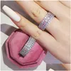 Wedding Rings 2022 Choucong Brand Handgemaakte luxe sieraden 925 Sterling Sier Marquise Cut Emerald CZ Diamond Gemstones Eternity Party DHCW4