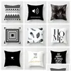 Travesseiro de travesseiro preto na travesseiro de impress￣o branca por atacado sof￡ de escrit￳rio cadeira de escrit￳rio er a geometria de almofada estampada Deliv Dhk5z