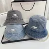 Par Fashion Denim Material Designer Bucket Hats Travel Street Photo Letter Brodery Wide Brim Hats