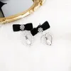 Boucles d'oreilles clous acier inoxydable japonais romantique jolie fille perle strass nœud pêche coeur princesse cadeau pour elle