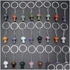 Sleutelringen Natuurlijke kristallen stenen paddestoel Keychains genezende kristallen autozak decor sleutelhouder voor vrouwen mannen drop levering sieraden dhf20