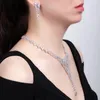 Necklace Earrings Set Luxurious Crystal CZ Cubic Zircon Bridal Wedding Water Drop Earring Women Accessories