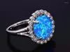 Anéis de casamento Jóias de moda de varejo por atacado Linda azul/rosa/mais branca Opal Stone Sliver Ring para mulheres rat003