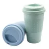 Canecas Canecas Sile Sile Caneca com tampa de trigo ecofriendly St Drink Tea Cup Creative Travel Creative Pink Blue VT0370 Drop Delivery Home Garden Dhd7z