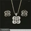 Necklace Earrings Set Kfvanfi Zinc Alloy Jewelry Pendant Clover Shaped Rhinestones Gold Silver Color Jewellery Gifts For Women