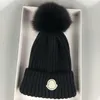 Beanies 2023 Designer Winter Knitted Beanie Woolen Hat Women Chunky Knit Thick Warm Faux Fur Pom Hats Female Bonnet Caps