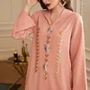 Abbigliamento etnico Abito in tubo d'oro rosa Abito con cappuccio fatto a mano con diamanti ABAYA Elegante 2023 Moda Ramadan Abiti musulmani Dubai Medio