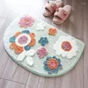 Carpets Flower Printed Parlor Bedroom Chair Rugs Toilet Bath Decorate Half Round Non-slip Door Mat For Living Room