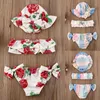 S 0 24 miesiące urodzone dziewczęta kostium kąpielowe 3PCS Set Summer Baby Girl Bikini Red Blue Floral Print Swimpit Suit 230106