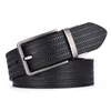 Riemen El Barco Fashion Leather Men Hoge kwaliteit Cowhide Luxe Designer Zwart Blue Male Coffee Bruine Belt Roterende gesp roterend