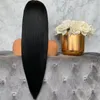 İpeksi düz jet siyah remy saç dantel ön peruklar kadınlar için glueless dolu patlama 180 yoğunluk saçak
